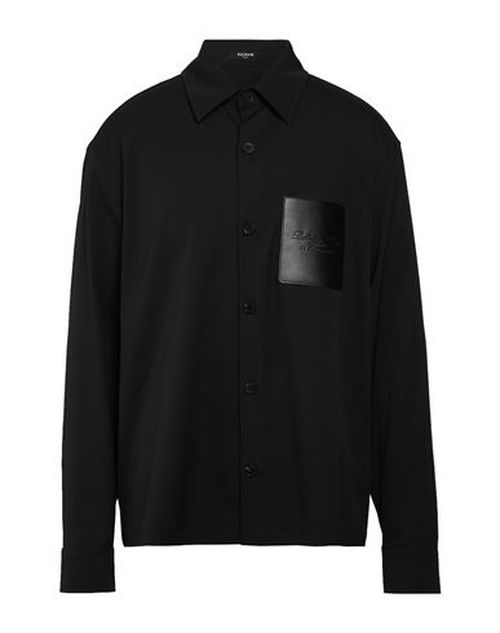 Man Shirt Black Size 14 ½ Virgin Wool, Elastane