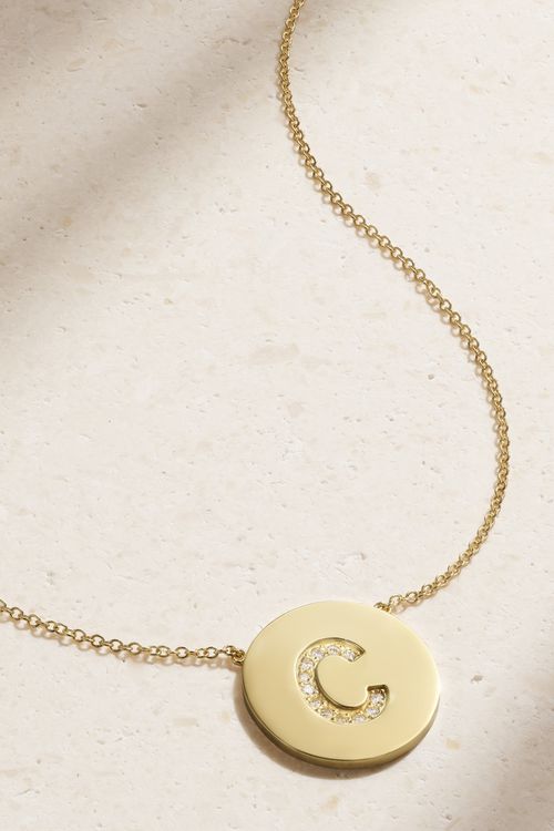 Letter 18-karat Gold Diamond Necklace - G