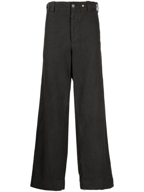 Logo-plaque wide-leg trousers - Grey
