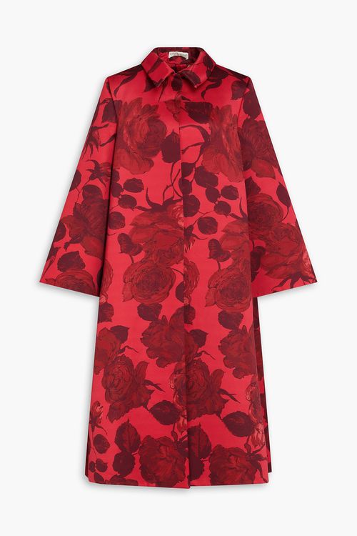 Floral-print faille coat - Red - L