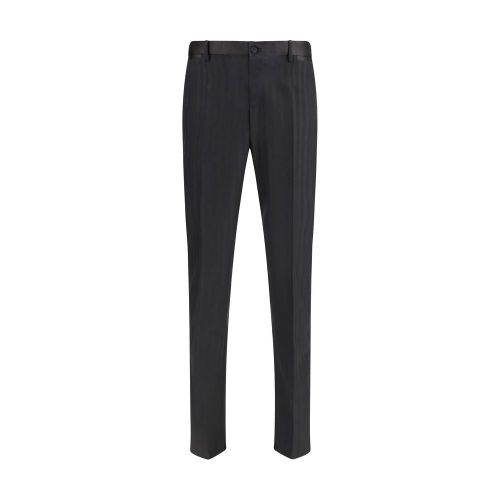 Striped Wool Trousers — Black