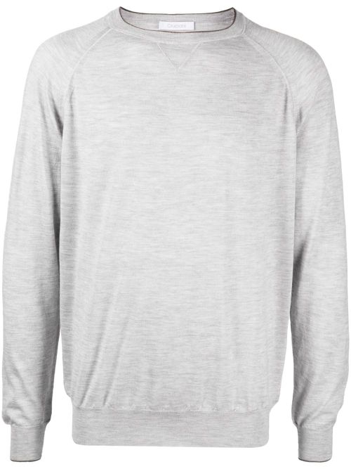 Piped-trim crew-neck jumper - Grey
