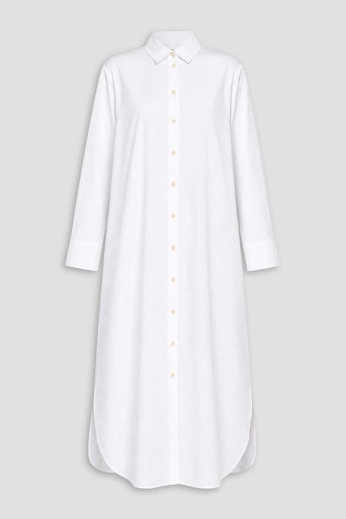 Cotton-blend poplin maxi shirt dress - White - UK 8
