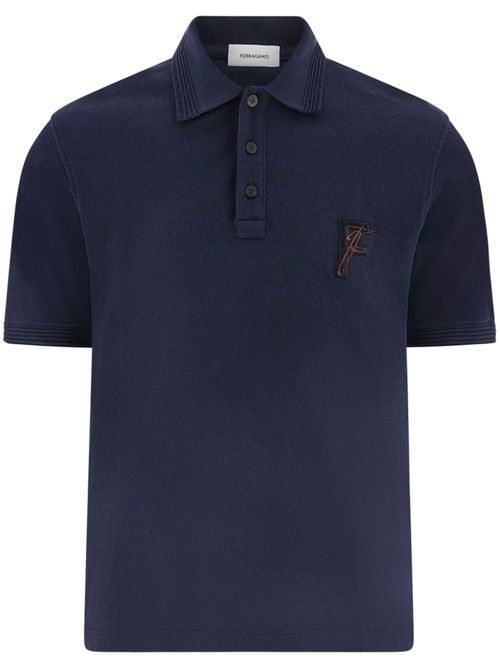 Logo-embroidered polo shirt - Blue