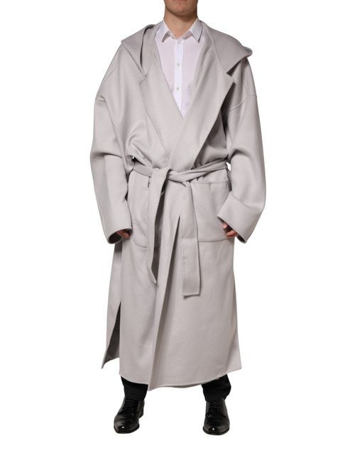 Cashmere Belted Trench Coat — White