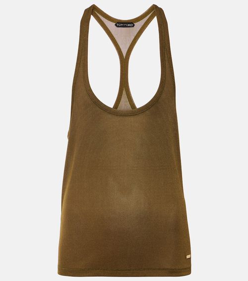 Ribbed-knit crêpe jersey tank top