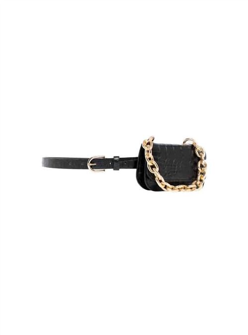 Crocodile Belt Purse In Black
