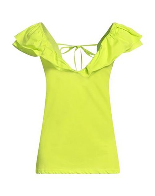 Woman Top Lime green Size M Cotton, Elastane