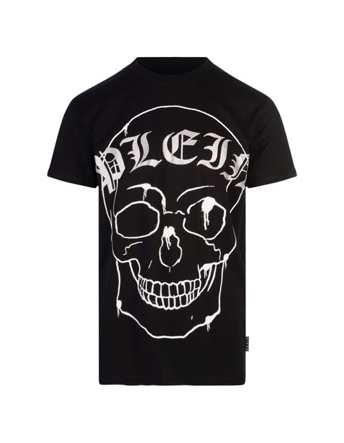 Skull Round Neck Ss T-shirt In Black