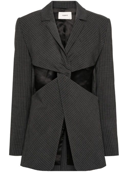 Pinstriped twisted blazer - Grey