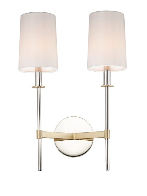Maxim Uptown 2-Light Wall Sconce in Satin Brass and Polished Nickel - 32392OFSBRPN