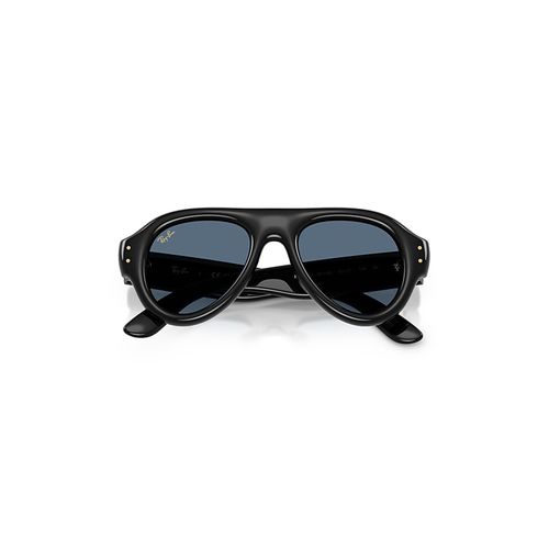 Ray-Ban Aviator Puffer Sunglasses Black Frame Blue Lense