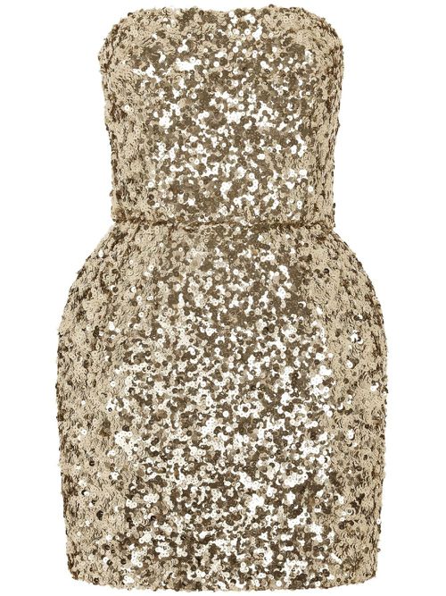 Sequin-embellished strapless minidress - Gold