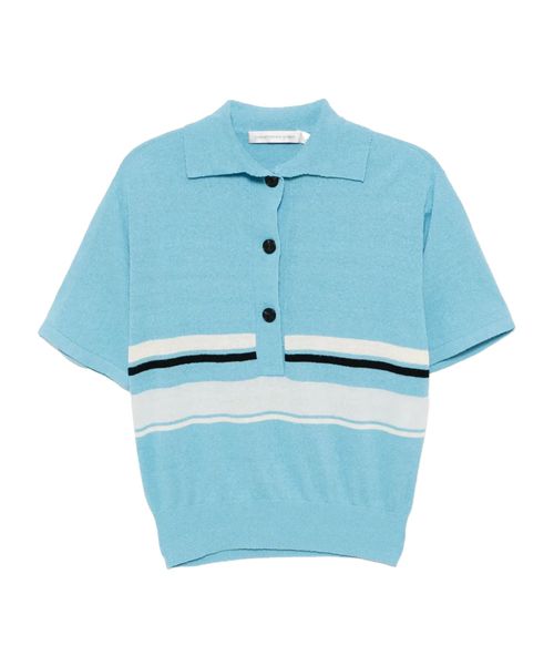 Striped knitted polo shirt
