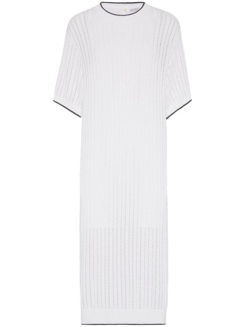 Monili-embellished knitted dress - White