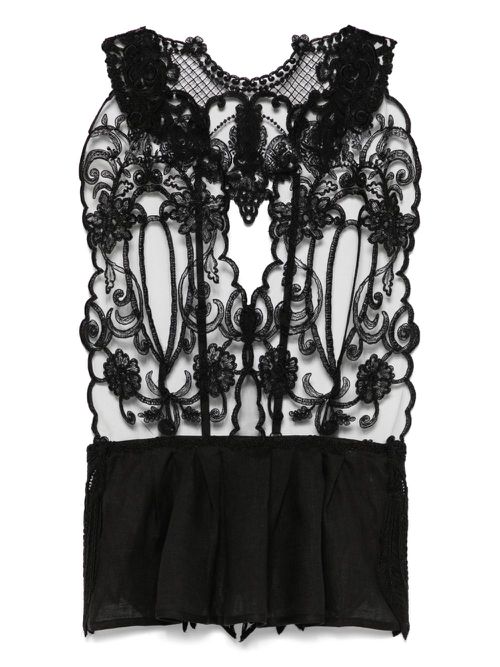 MAURIZIO MYKONOS lace-detail open-back top - Black