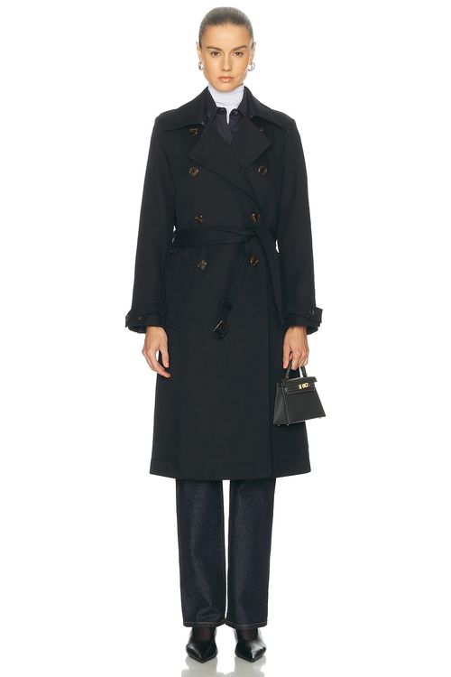 RENGGLI Trench Coat in Ink - Black. S also in