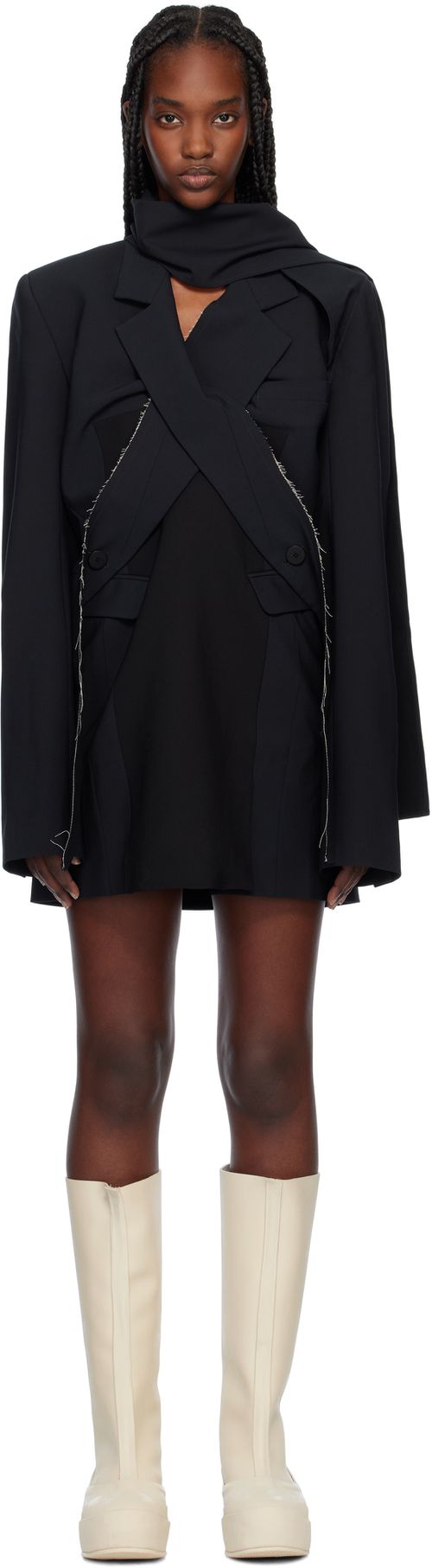 Ottolinger Black & Navy Drape Suit Minidress