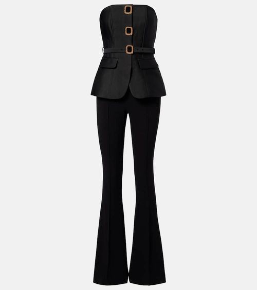 Embellished strapless taffeta jumpsuit