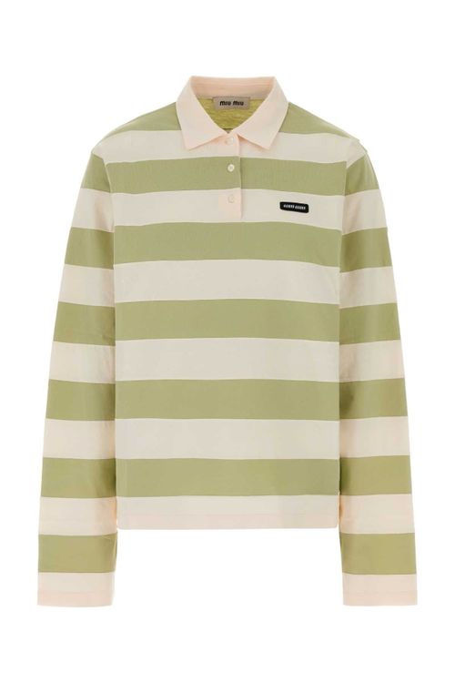 Striped Cotton Polo Shirt — Green