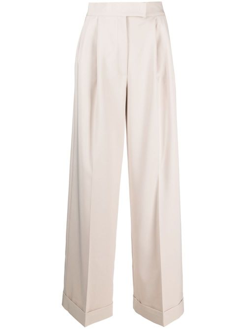 Pressed-crease flared trousers - Neutrals