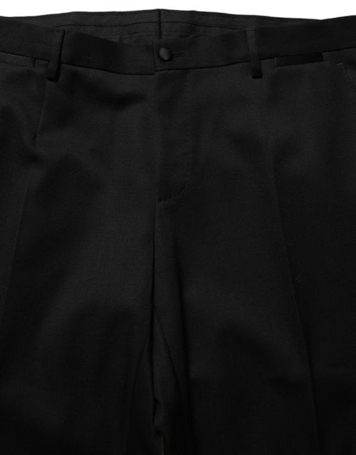 Single-Breasted Virgin Wool Pant Suit — Black