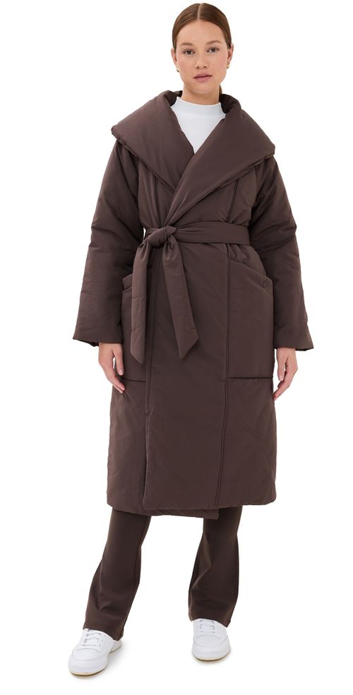 Ana Long Wrap Puffer Coat Coffee Bean