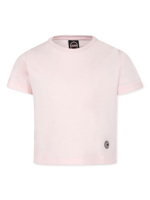 Logo-appliqué cotton T-shirt - Pink