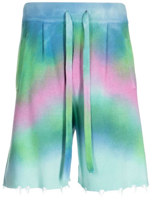 Tie-dye ribbed-knit shorts - Multicolour