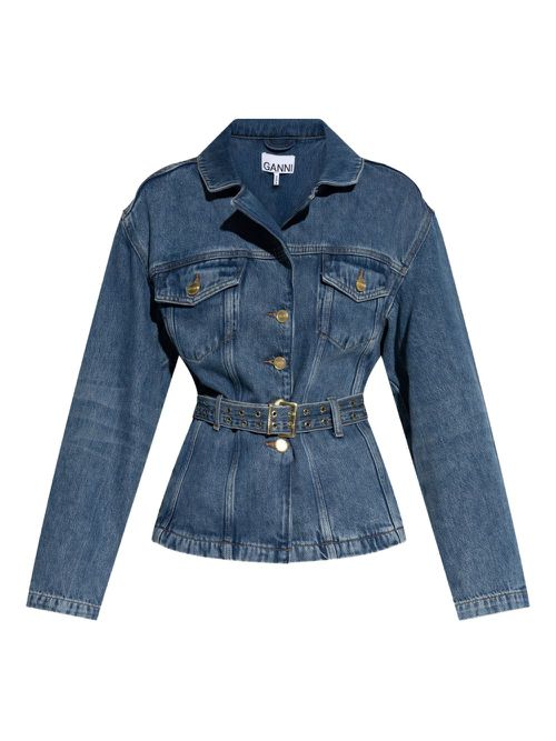 GANNI belted jacket - Blue