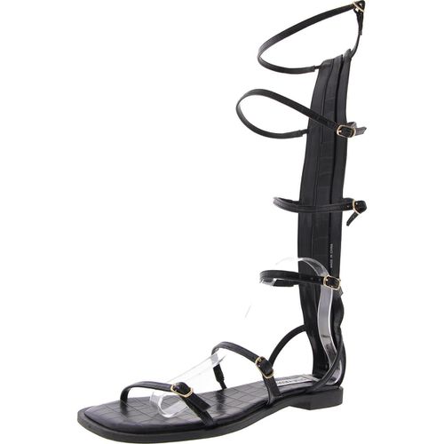 Spartan Womens Zipper Faux Leather Gladiator Sandals
