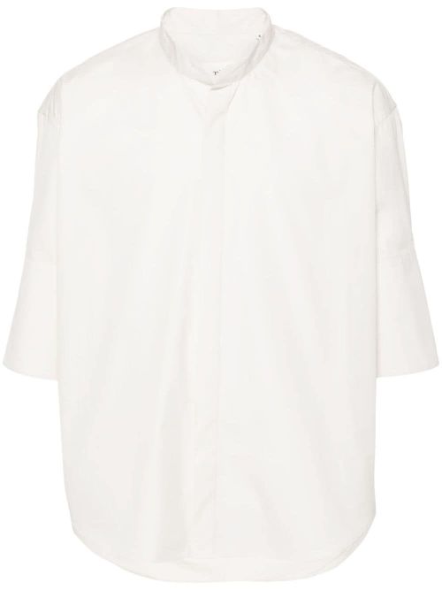 Band-collar cotton shirt - 193 CHALK
