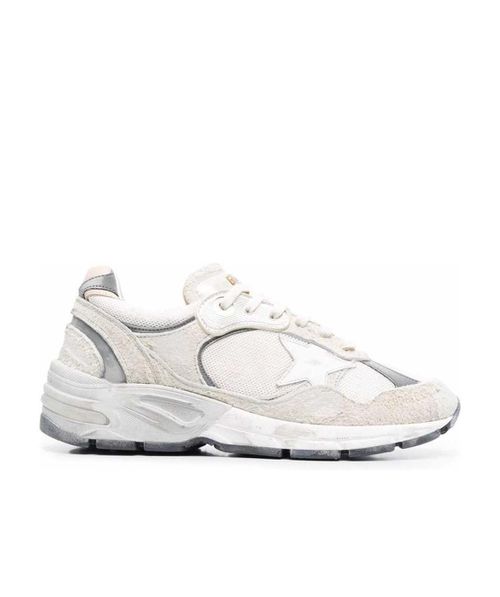 Dad-Star sneakers in white mesh and suede with white leather star and beige leather heel tab