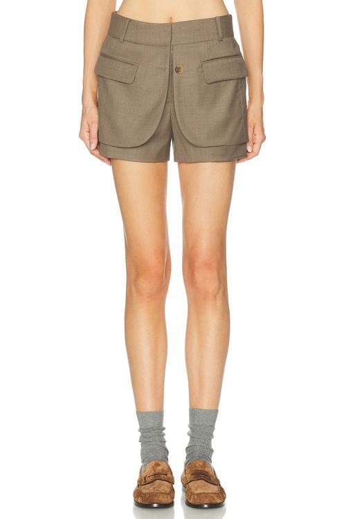 Monse Jacket Hem Short in Dark Taupe - Taupe. 2 also , 4