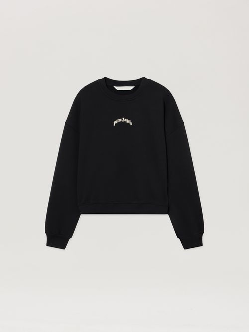 Curved Logo Crop Sweatshirt Woman  Black Tofu