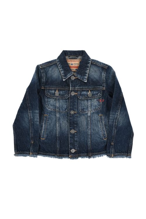 Kids Navy Blue Solid Jacket