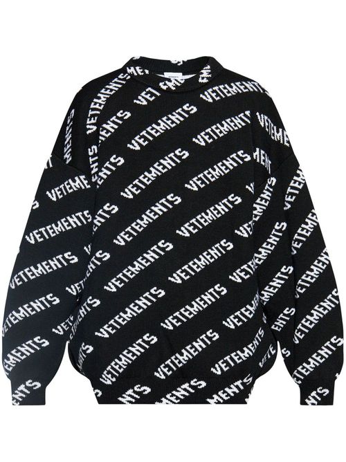 Logo-intarsia sweater - Black