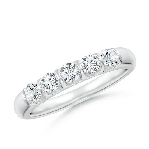 Angara 0.53 Carat Bar Set Five Stone Round Diamond Wedding Ring for Her in Platinum