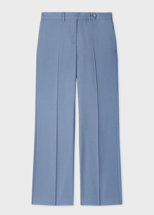Women's 'A Suit To Travel In' - Steel Blue Wool Bootcut Trousers