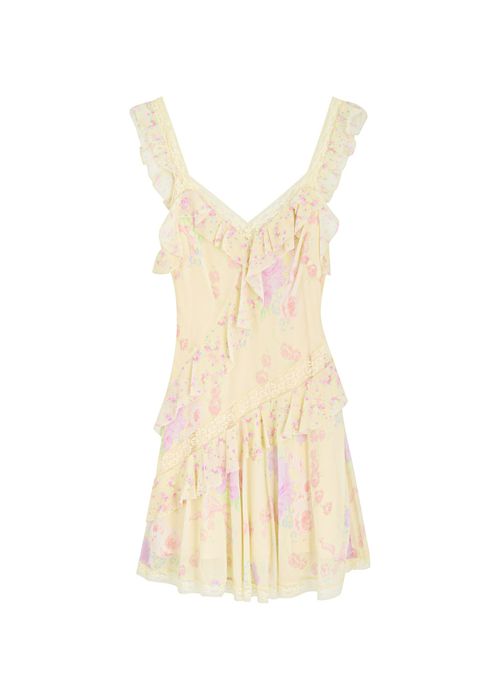 Loveshackfancy Serima Floral-printed Chiffon Mini Dress