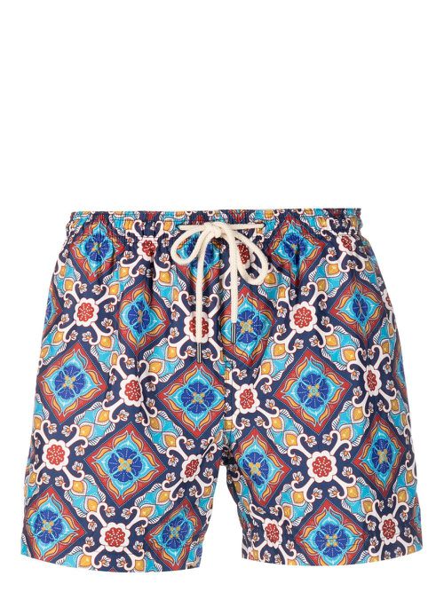 Geometric-print swim shorts - Blue