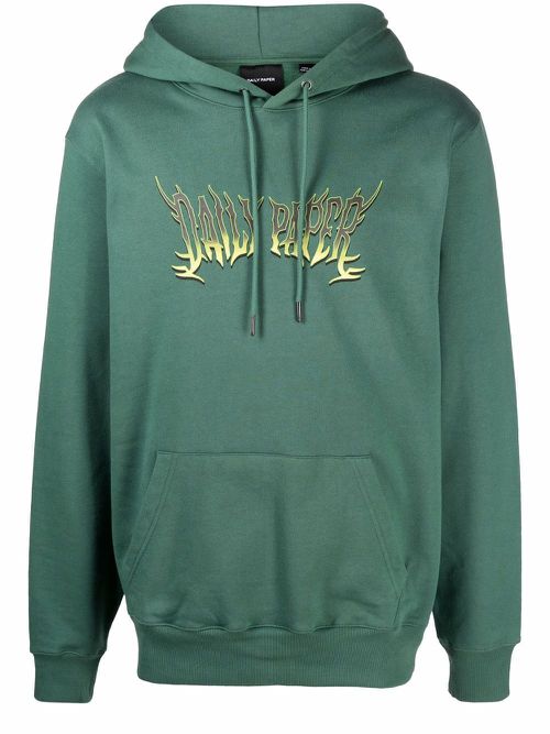 Logo-print cotton hoodie - Green