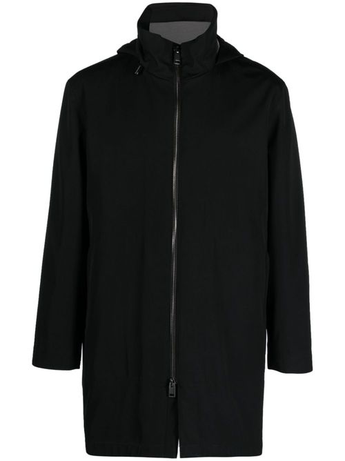 Hooded cashmere-blend parka coat - Black