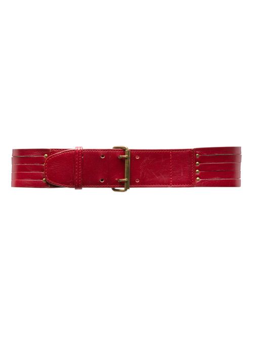 Cut-out leather belt - Red