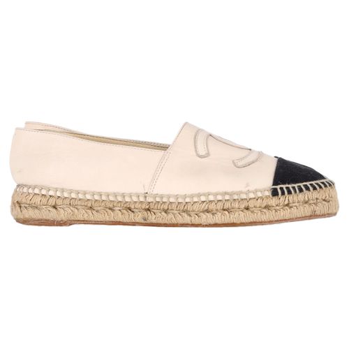 CC Espadrille Flats in Cream Leather