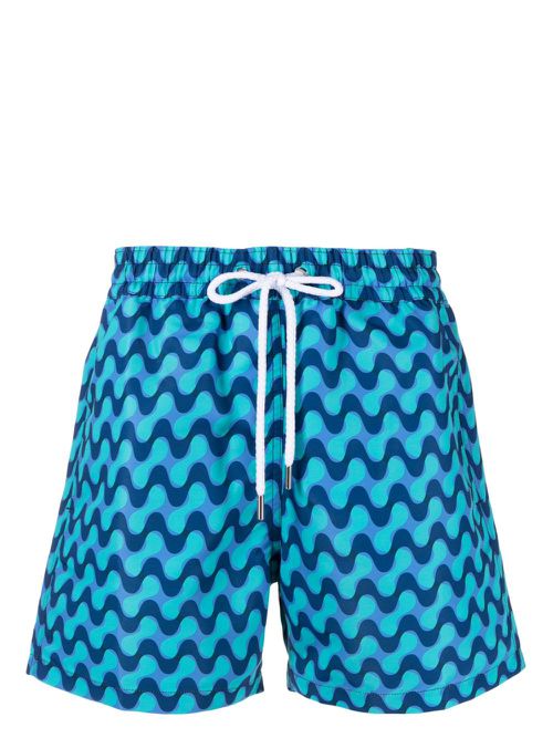Wave-print swim shorts - Blue
