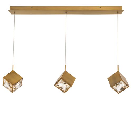 Aged Brass LED Chandelier from the Ice Cube Collection