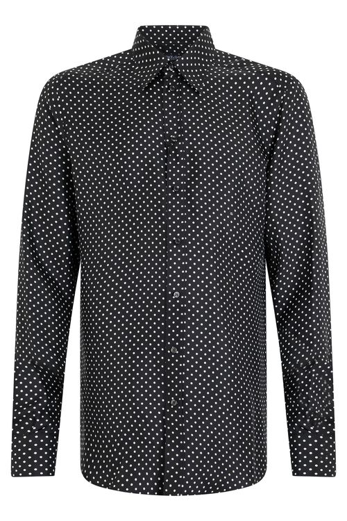Men's Silk Twill Polka Dot Long-Sleeve Button-Up Shirt