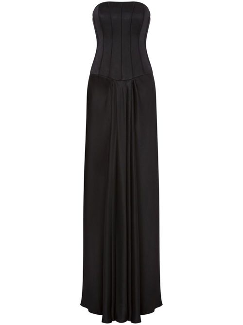 Corset-style satin gown - Black