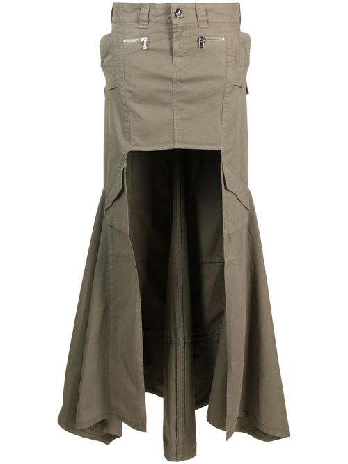 Panelled cargo maxi skirt - Green